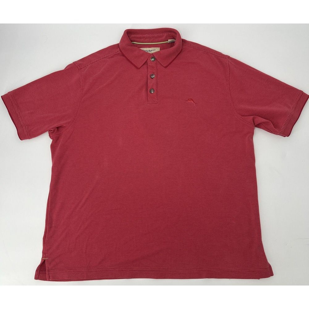 Tommy‎ Bahama Mens Size Large Red Short Sleeve Polo Shirt Modal Blend Soft